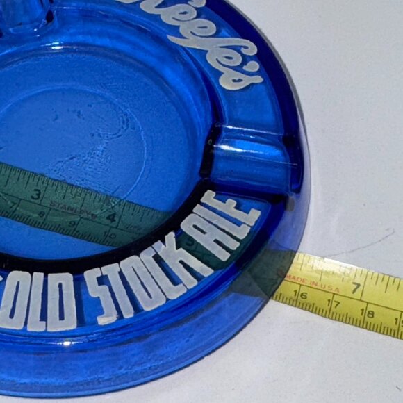 Vintage Ashtray O'Keefe's Beer Canada Cobalt Blue Glass Round Collectible - Picture 5 of 6
